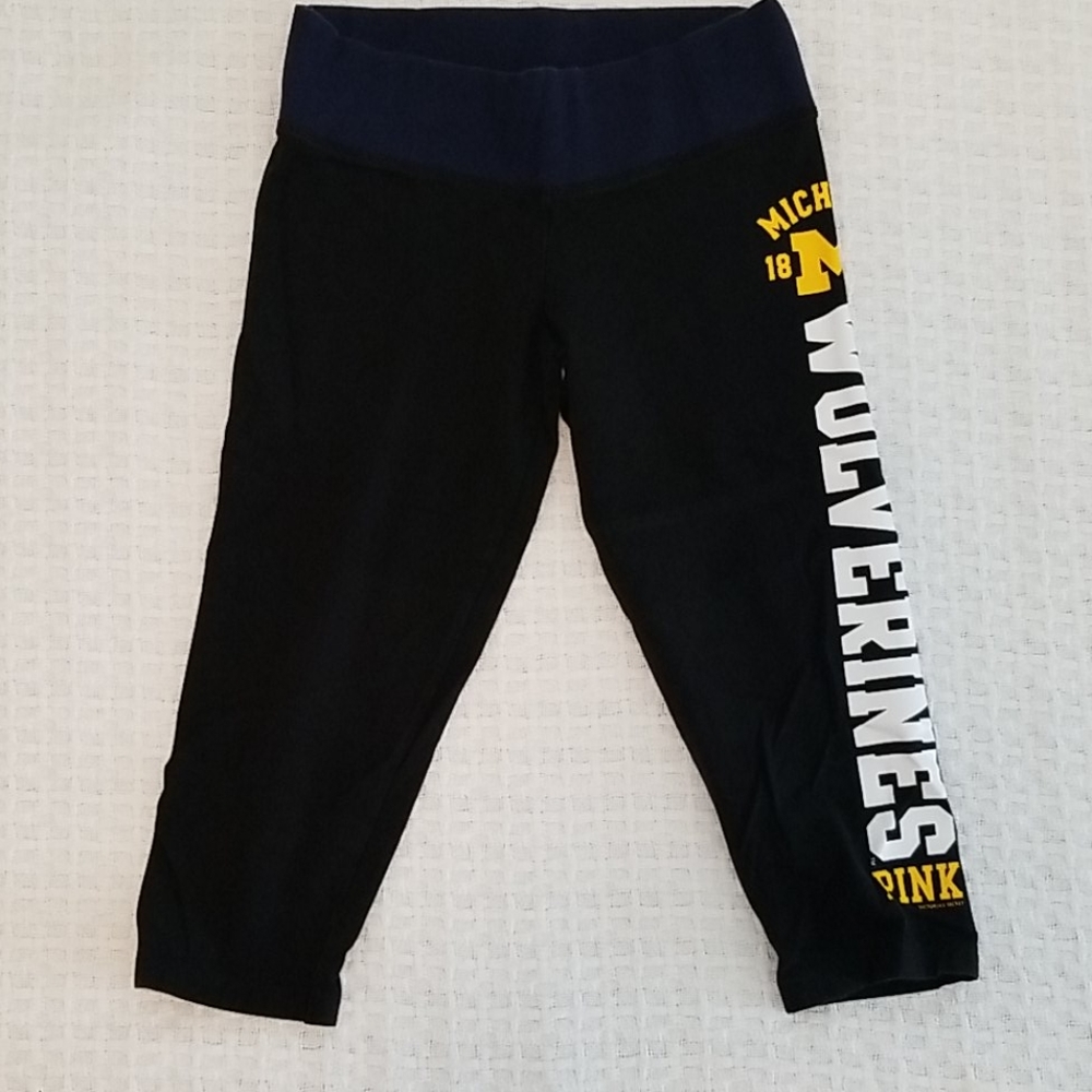 VS Pink Michigan Wolverines Capri Leggings Sz S